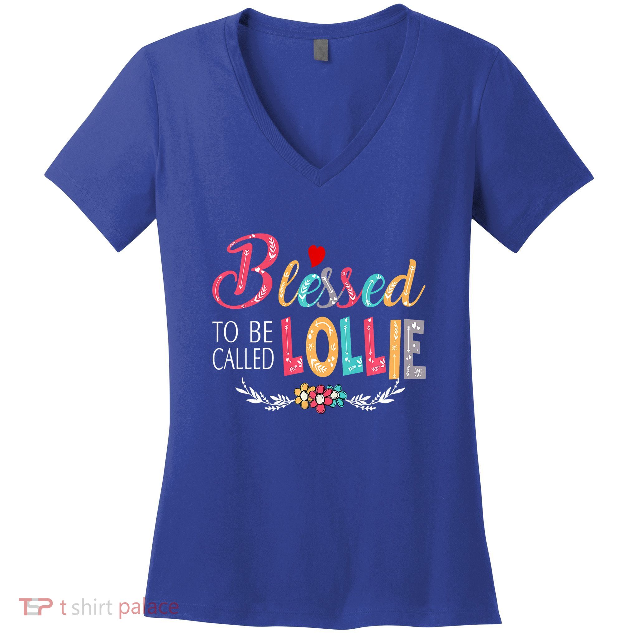 Blessed To Be Called Lollie Colorful Art Women's V-Neck T-Shirt
