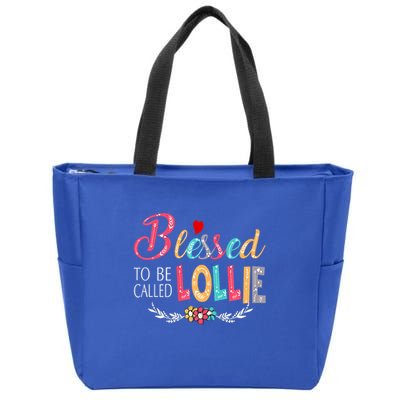 Blessed To Be Called Lollie Colorful Art Zip Tote Bag