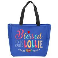 Blessed To Be Called Lollie Colorful Art Zip Tote Bag