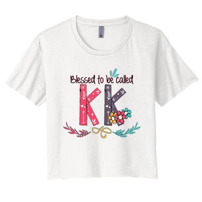 Blessed To Be Called Kk Colorful Grandma Women's Crop Top Tee