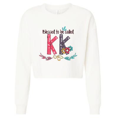 Blessed To Be Called Kk Colorful Grandma Cropped Pullover Crew