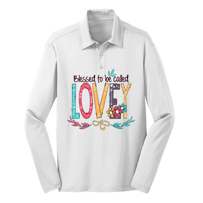 Blessed To Be Called Lovey Colorful Grandma Silk Touch Performance Long Sleeve Polo