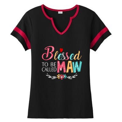 Blessed To Be Called Maw Colorful Art Ladies Halftime Notch Neck Tee