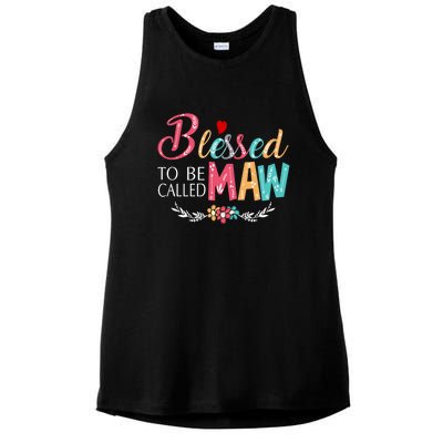 Blessed To Be Called Maw Colorful Art Ladies PosiCharge Tri-Blend Wicking Tank