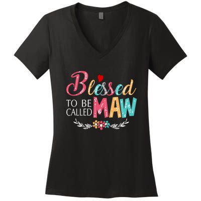 Blessed To Be Called Maw Colorful Art Women's V-Neck T-Shirt