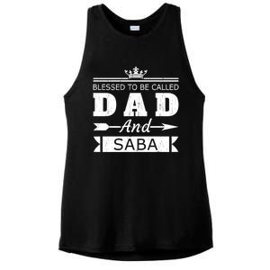 Blessed To Be Called Dad And Saba Grandpa Gift Ladies PosiCharge Tri-Blend Wicking Tank