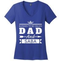 Blessed To Be Called Dad And Saba Grandpa Gift Women's V-Neck T-Shirt