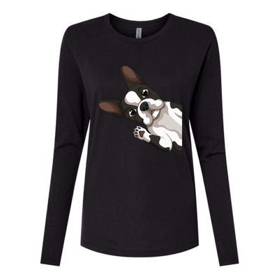 Boston Terrier Bostie Dog Womens Cotton Relaxed Long Sleeve T-Shirt