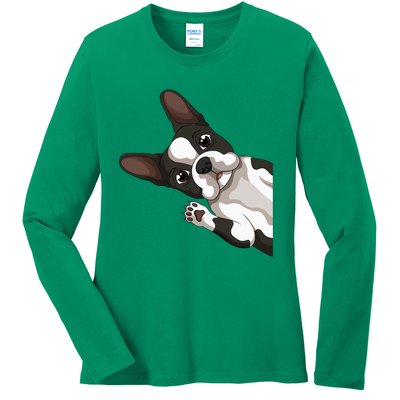 Boston Terrier Bostie Dog Ladies Long Sleeve Shirt