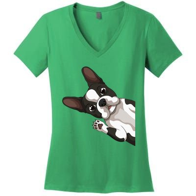 Boston Terrier Bostie Dog Women's V-Neck T-Shirt