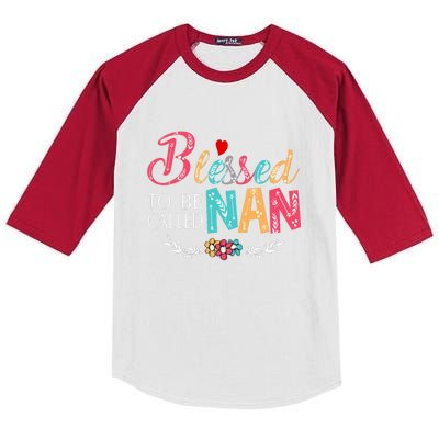 Blessed To Be Called Nan Colorful Art Kids Colorblock Raglan Jersey