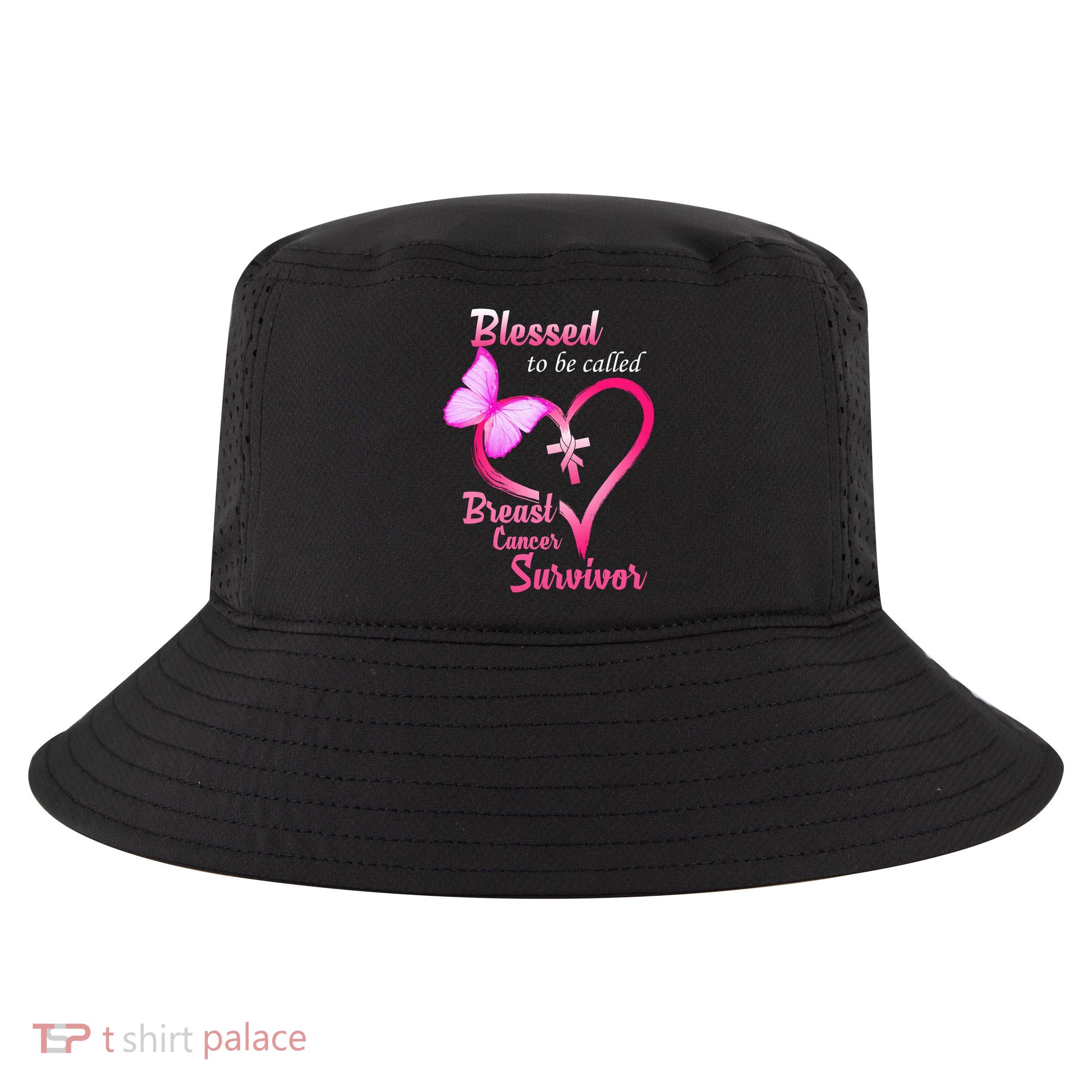 Blessed To Be Called Breast Cancer Survivor Butterfly Heart Cool Comfort Performance Bucket Hat