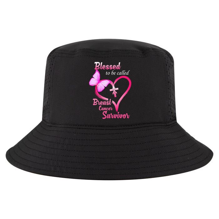 Blessed To Be Called Breast Cancer Survivor Butterfly Heart Cool Comfort Performance Bucket Hat