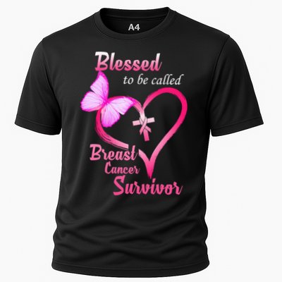 Blessed To Be Called Breast Cancer Survivor Butterfly Heart Performance Shirt