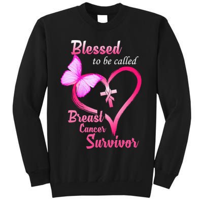 Blessed To Be Called Breast Cancer Survivor Butterfly Heart Sweatshirt
