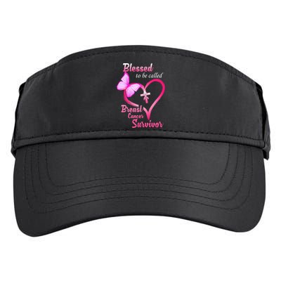 Blessed To Be Called Breast Cancer Survivor Butterfly Heart Adult Drive Performance Visor