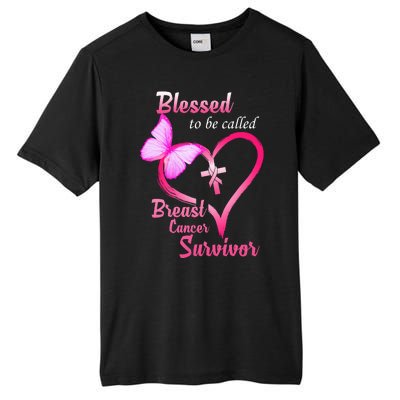 Blessed To Be Called Breast Cancer Survivor Butterfly Heart Tall Fusion ChromaSoft Performance T-Shirt