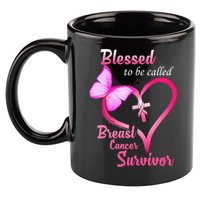 Blessed To Be Called Breast Cancer Survivor Butterfly Heart 11oz C Handle Ceramic Mug