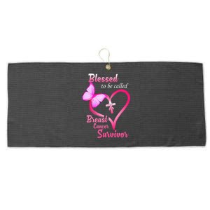 Blessed To Be Called Breast Cancer Survivor Butterfly Heart Large Microfiber Waffle Golf Towel