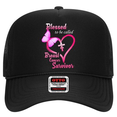 Blessed To Be Called Breast Cancer Survivor Butterfly Heart Trucker Hat
