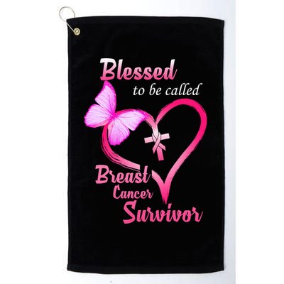 Blessed To Be Called Breast Cancer Survivor Butterfly Heart Golf Towel