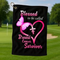Blessed To Be Called Breast Cancer Survivor Butterfly Heart Golf Towel