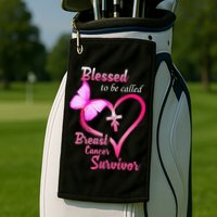Blessed To Be Called Breast Cancer Survivor Butterfly Heart Golf Towel