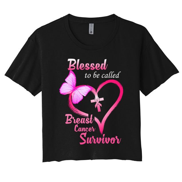 Blessed To Be Called Breast Cancer Survivor Butterfly Heart Crop Top