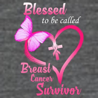 Blessed To Be Called Breast Cancer Survivor Butterfly Heart T-Shirt
