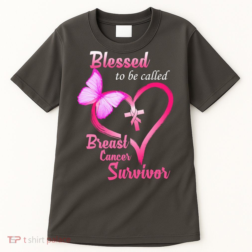 Blessed To Be Called Breast Cancer Survivor Butterfly Heart Tall T-Shirt