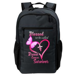 Blessed To Be Called Breast Cancer Survivor Butterfly Heart Daily Commute Backpack