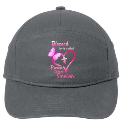 Blessed To Be Called Breast Cancer Survivor Butterfly Heart 7-Panel Snapback Hat