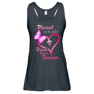 Blessed To Be Called Breast Cancer Survivor Butterfly Heart Ladies Essential Flowy Tank