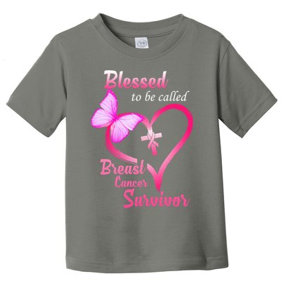 Blessed To Be Called Breast Cancer Survivor Butterfly Heart Toddler T-Shirt