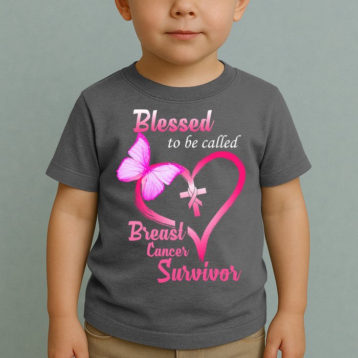 Blessed To Be Called Breast Cancer Survivor Butterfly Heart Toddler T-Shirt
