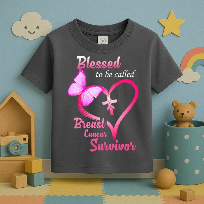 Blessed To Be Called Breast Cancer Survivor Butterfly Heart Toddler T-Shirt