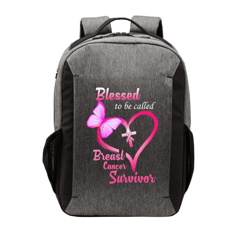 Blessed To Be Called Breast Cancer Survivor Butterfly Heart Vector Backpack