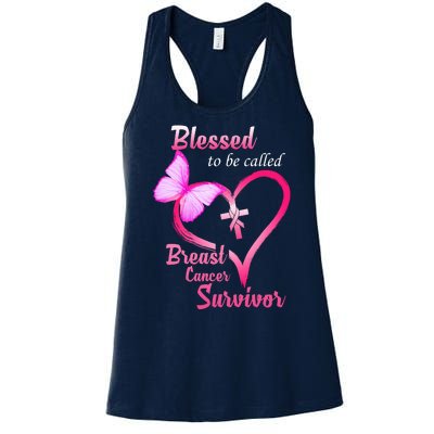 Blessed To Be Called Breast Cancer Survivor Butterfly Heart Women's Racerback Tank