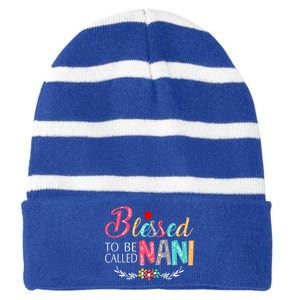 Blessed To Be Called Nani Colorful Art Striped Beanie with Solid Band