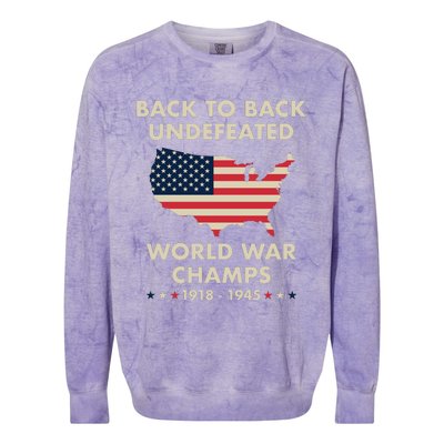 Back To Back Undefeated World War Champs Colorblast Crewneck Sweatshirt