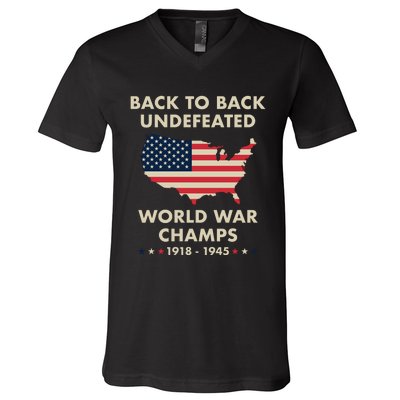 Back To Back Undefeated World War Champs V-Neck T-Shirt