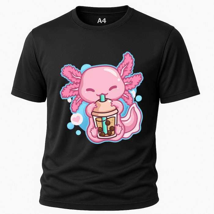 Boba Tea Bubble Tea Milk Tea Anime Axolotl  Cooling Performance Crew T-Shirt