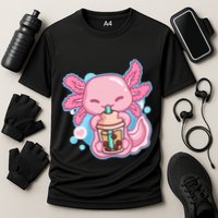Boba Tea Bubble Tea Milk Tea Anime Axolotl  Cooling Performance Crew T-Shirt
