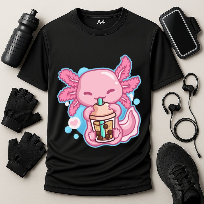 Boba Tea Bubble Tea Milk Tea Anime Axolotl  Cooling Performance Crew T-Shirt