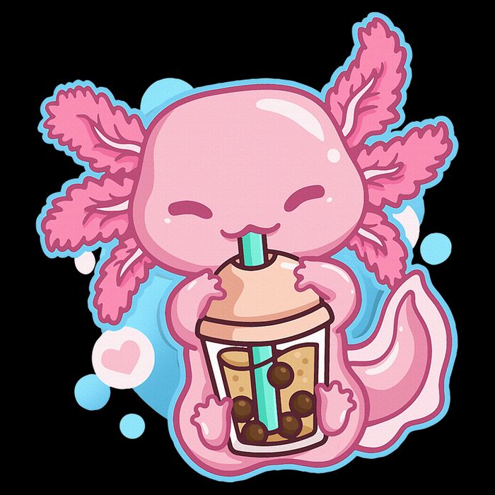 Boba Tea Bubble Tea Milk Tea Anime Axolotl  Cooling Performance Crew T-Shirt