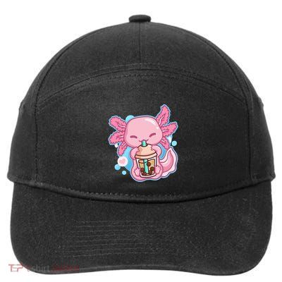 Boba Tea Bubble Tea Milk Tea Anime Axolotl  7-Panel Snapback Hat