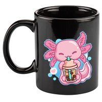 Boba Tea Bubble Tea Milk Tea Anime Axolotl  11oz C Handle Ceramic Mug