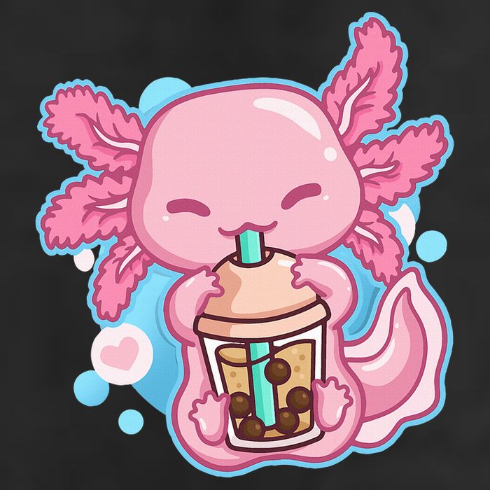 Boba Tea Bubble Tea Milk Tea Anime Axolotl  11oz C Handle Ceramic Mug