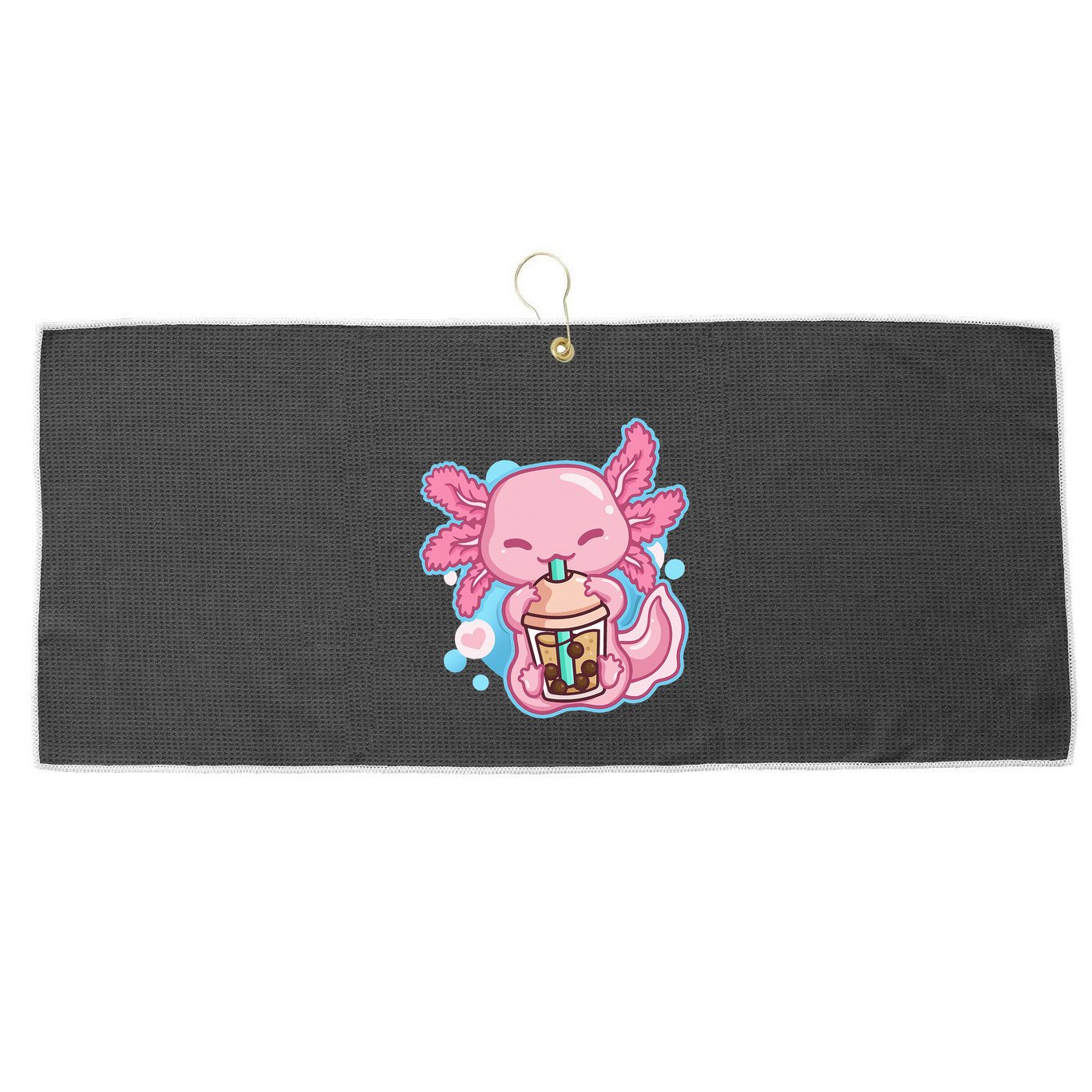 Boba Tea Bubble Tea Milk Tea Anime Axolotl  Large Microfiber Waffle Golf Towel