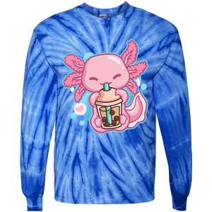 Boba Tea Bubble Tea Milk Tea Anime Axolotl  Tie-Dye Long Sleeve Shirt